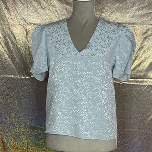 Frame Ruched silk-jacquard top in Light Blue